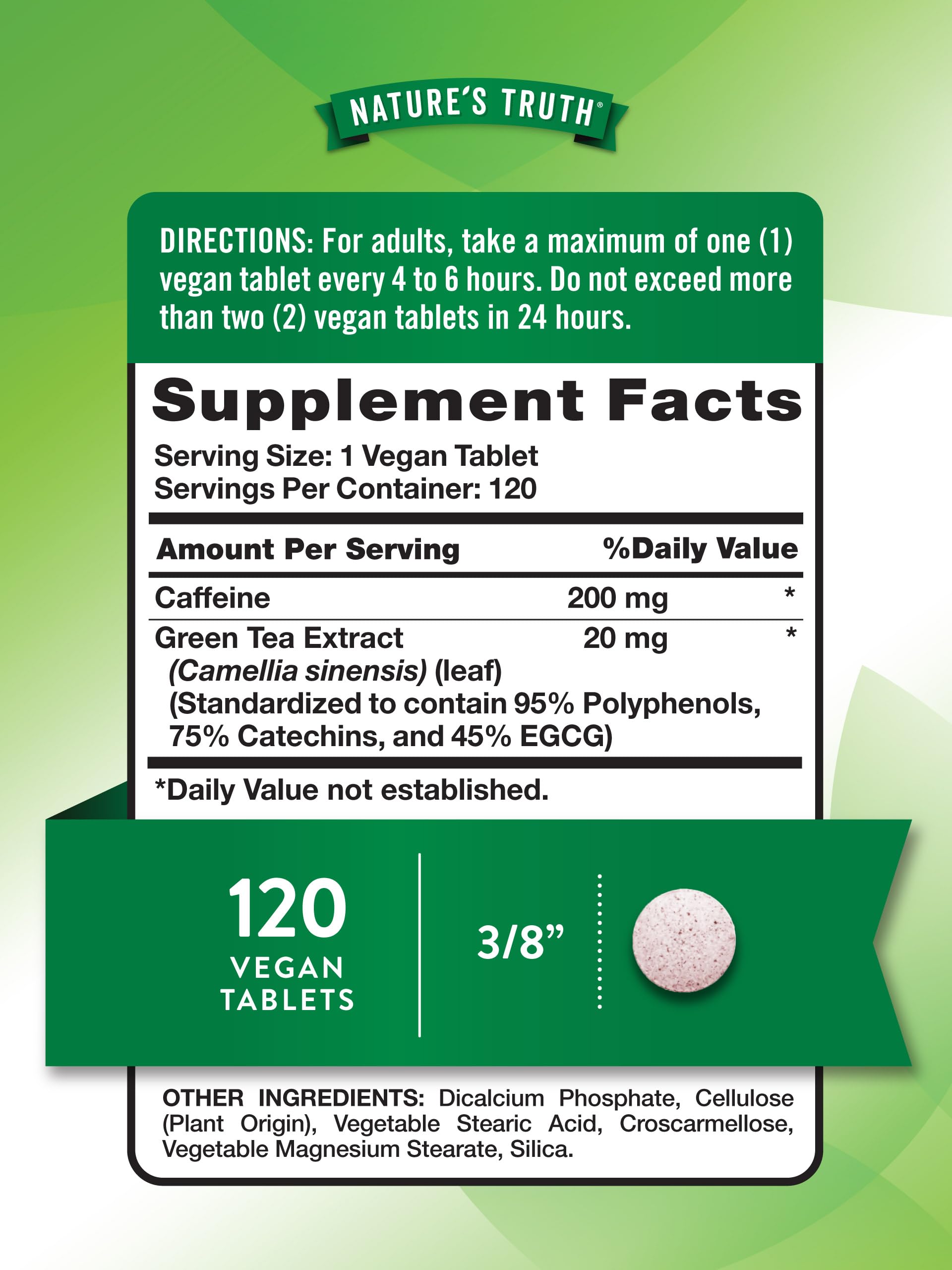 Nature's Truth tabletas con extracto de té verde para apoyo suave
