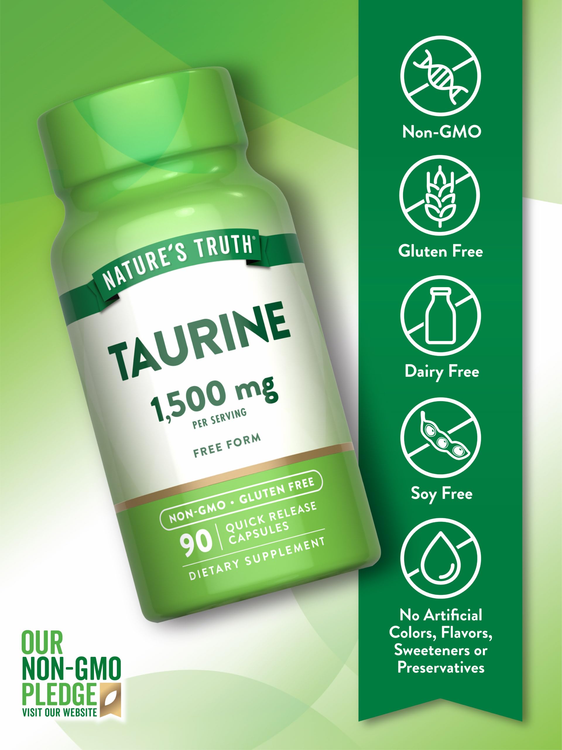 Nature's Truth Taurina: etiqueta clara con información de ingredientes