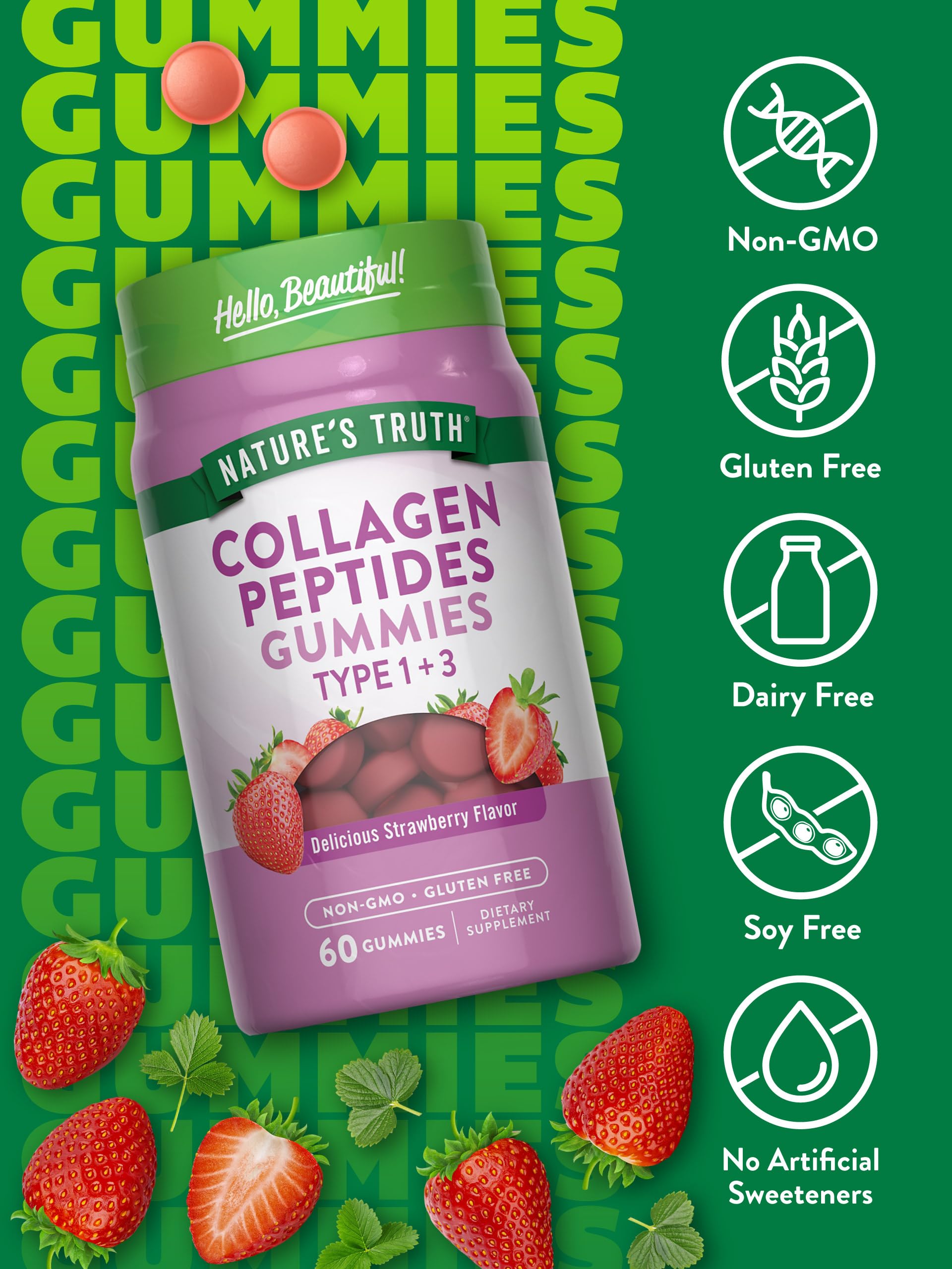 Textura suave de gominolas Nature's Truth con sabor a fresa.