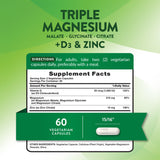 Etiqueta legible de Nature's Truth Triple Magnesio con glicinato, citrato y malato para absorción.