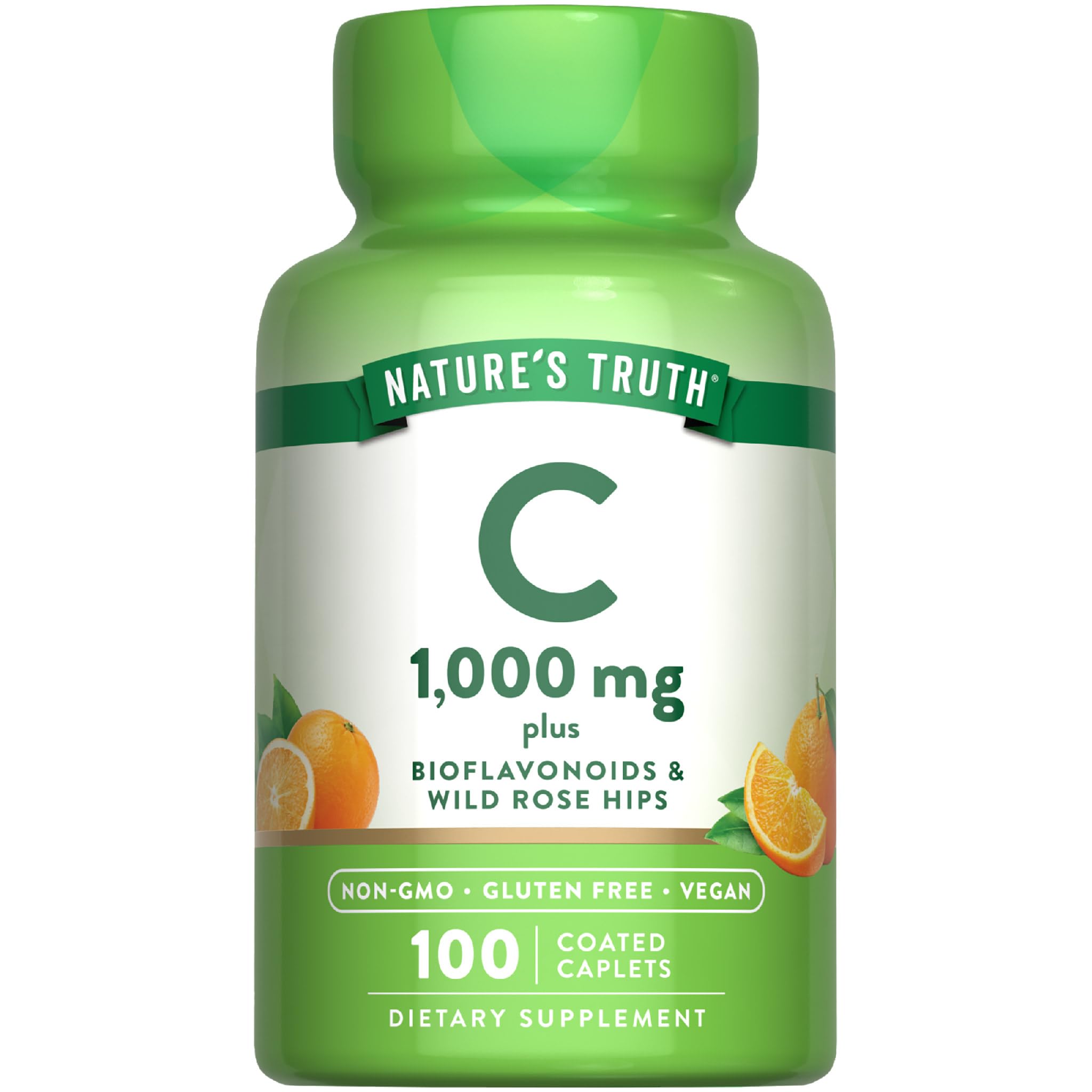 Nature's Truth Vitamina C Bioflavonoides Rosas: cápsulas en botella para uso diario.