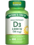Nature's Truth Vitamina D3 2000 UI en botella para consumo diario.