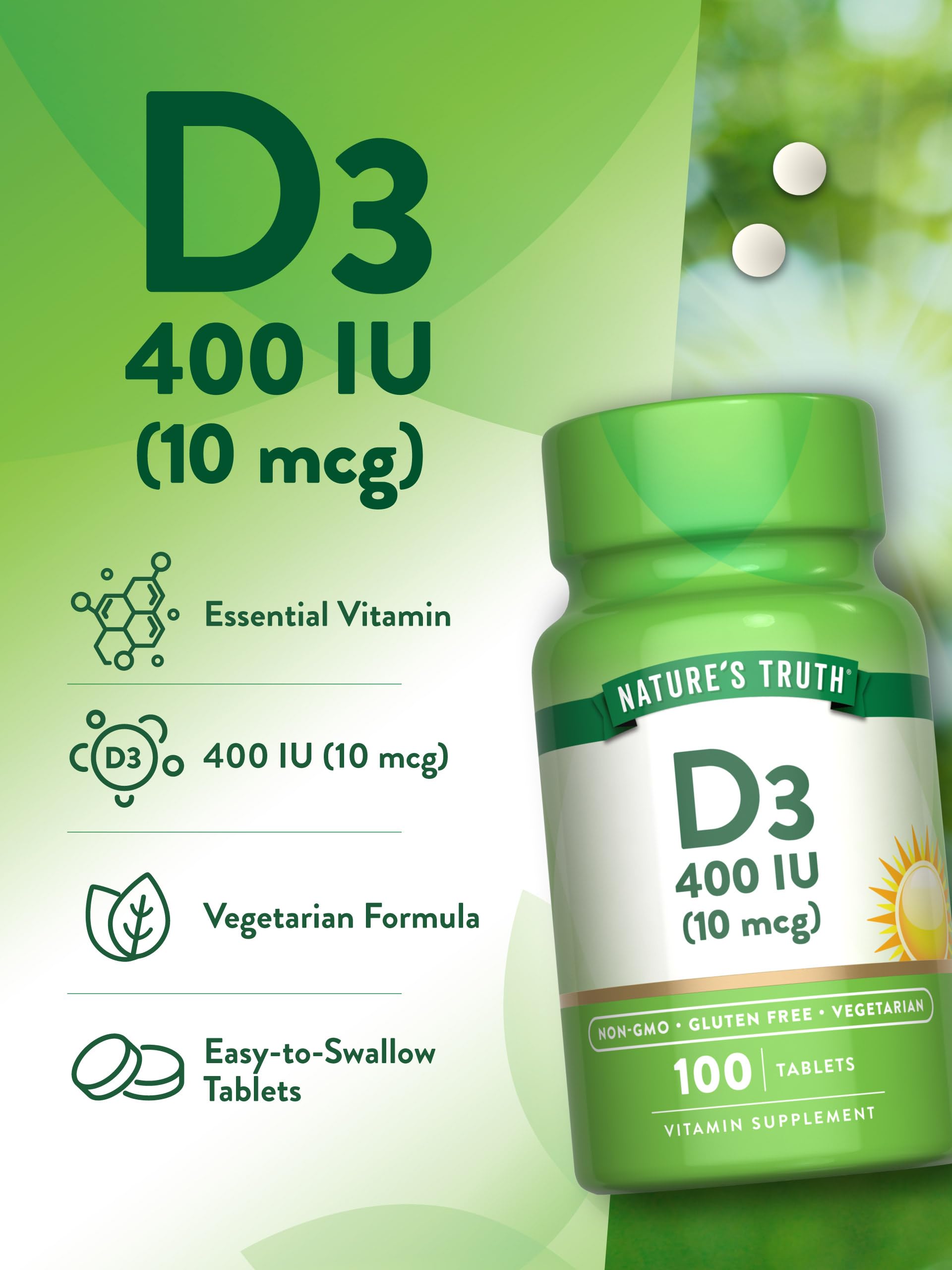 Envase de Nature's Truth con etiqueta clara para almacenamiento fácil.