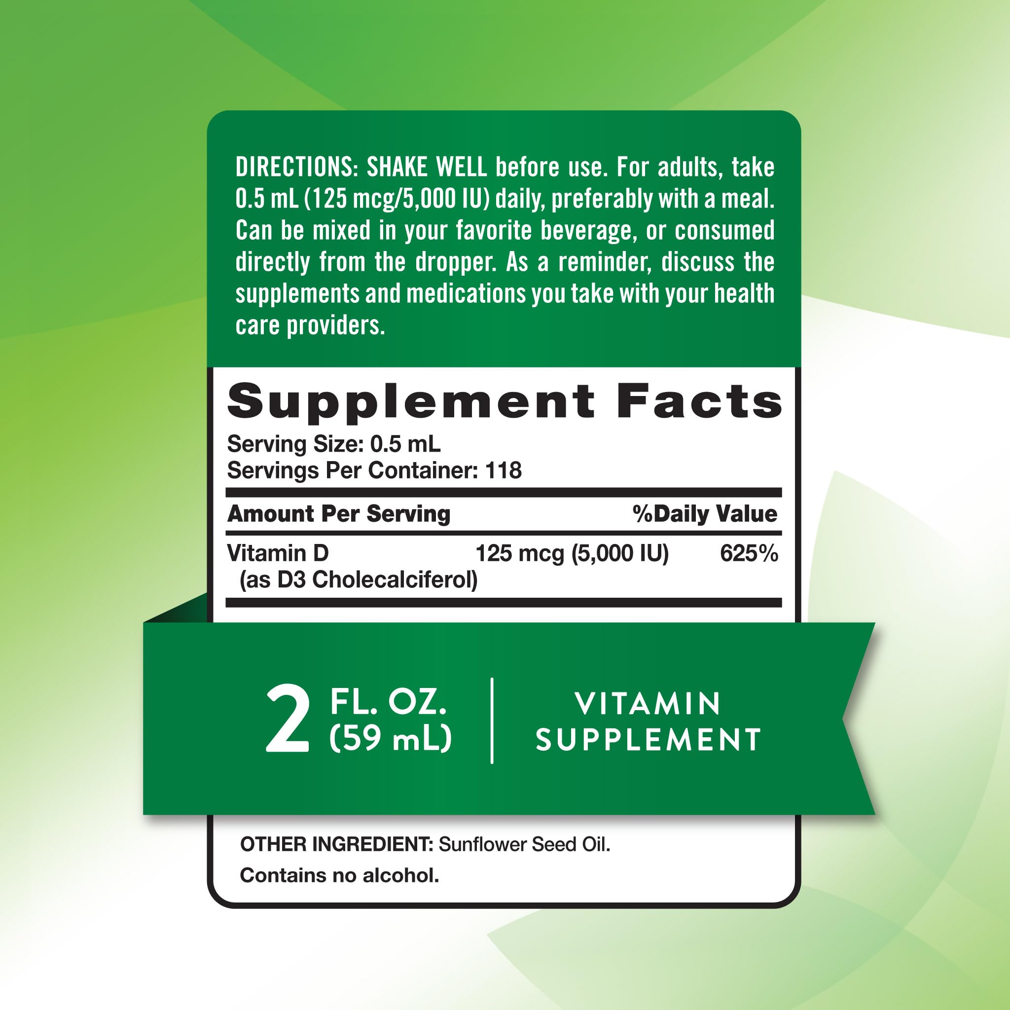 Nature's Truth Vitamina D3 líquido con cuentagotas para dosificación precisa