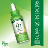 Nature's Truth Vitamina D3 líquido con etiqueta clara para uso diario seguro