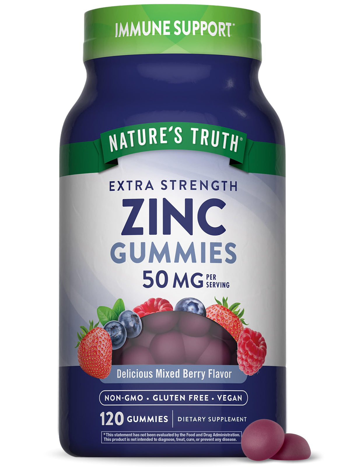 Nature's Truth Zinc Gummies para adultos en botella, ingesta diaria fácil