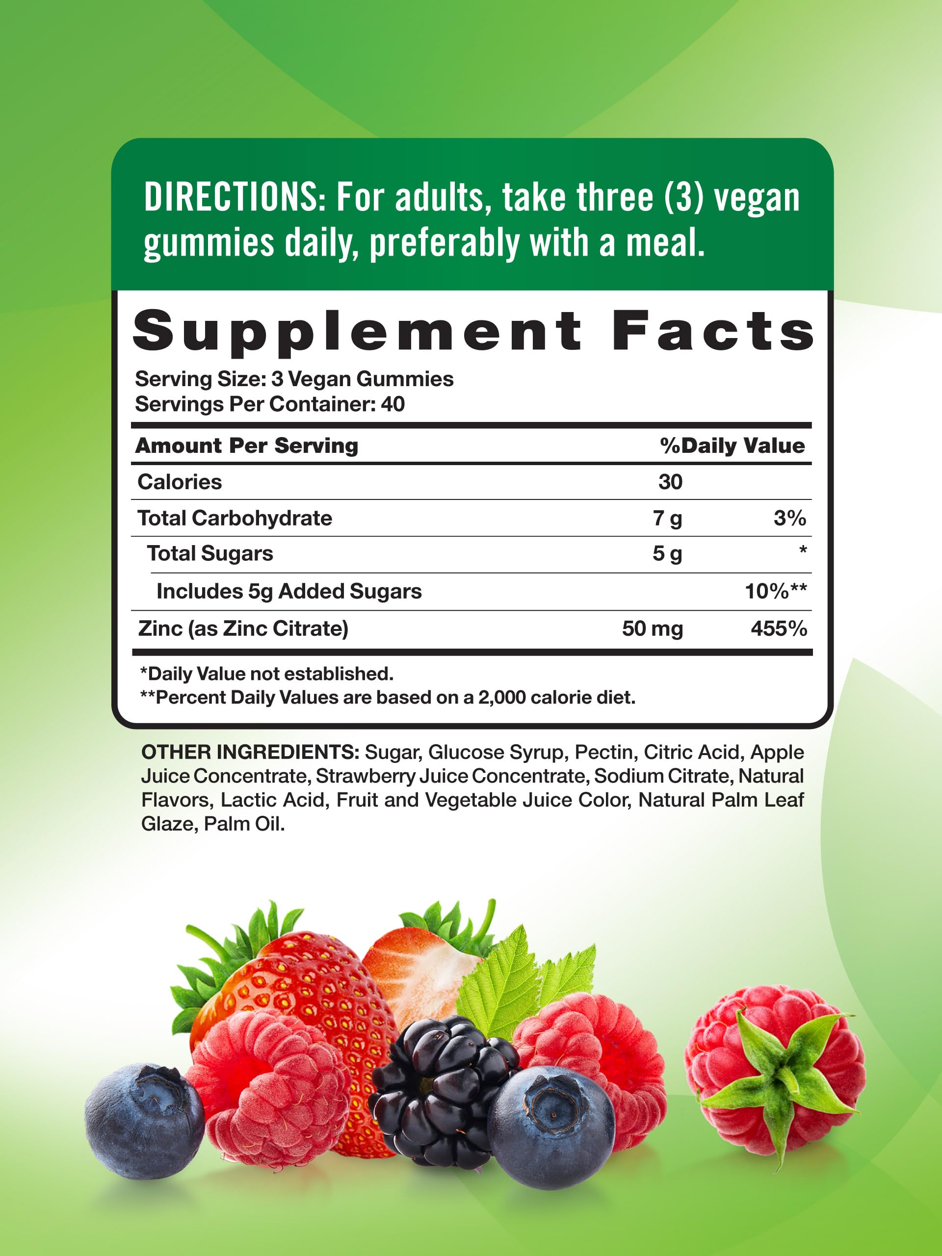 Nature's Truth Zinc Gummies frambuesa mixta, sabor agradable