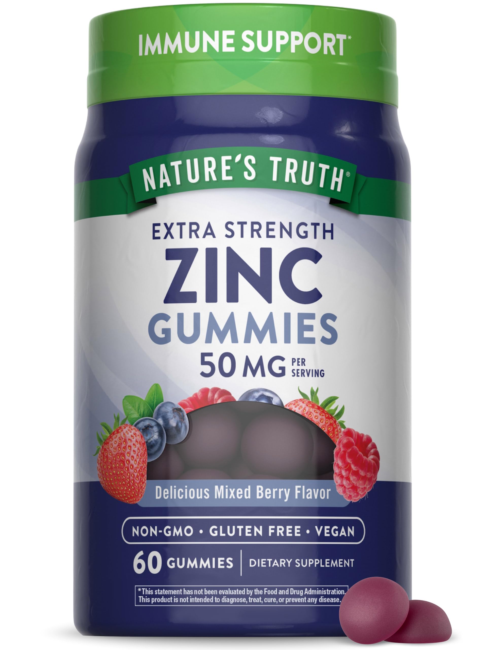 Nature's Truth Zinc Gummies en empaque, dosis diaria lista para usar