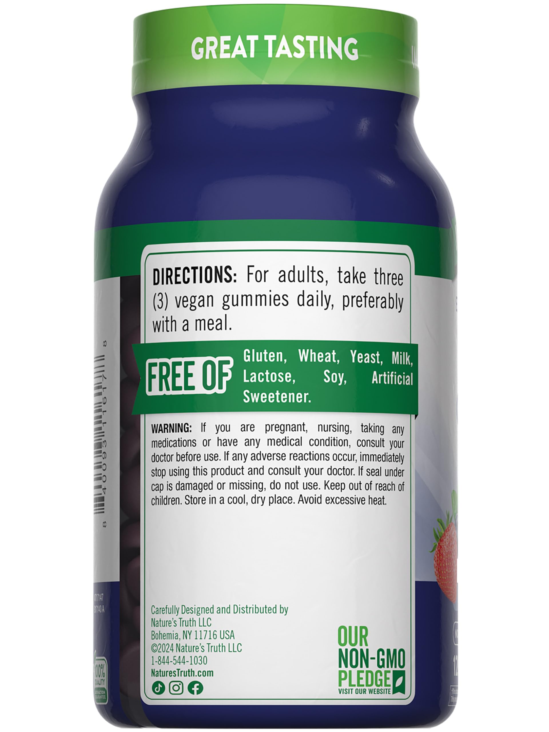 Nature's Truth Zinc Gummies presentación, almacenamiento fácil