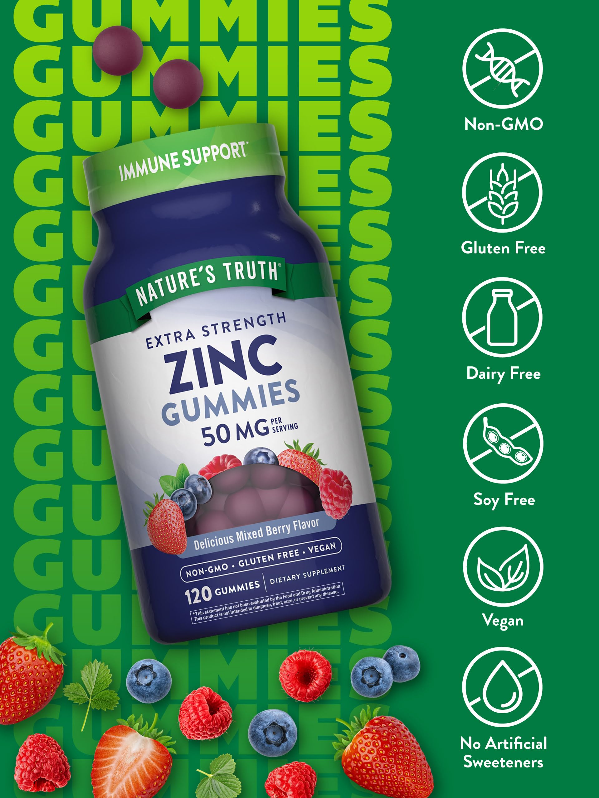 Nature's Truth Zinc Gummies textura gomosa, masticación suave
