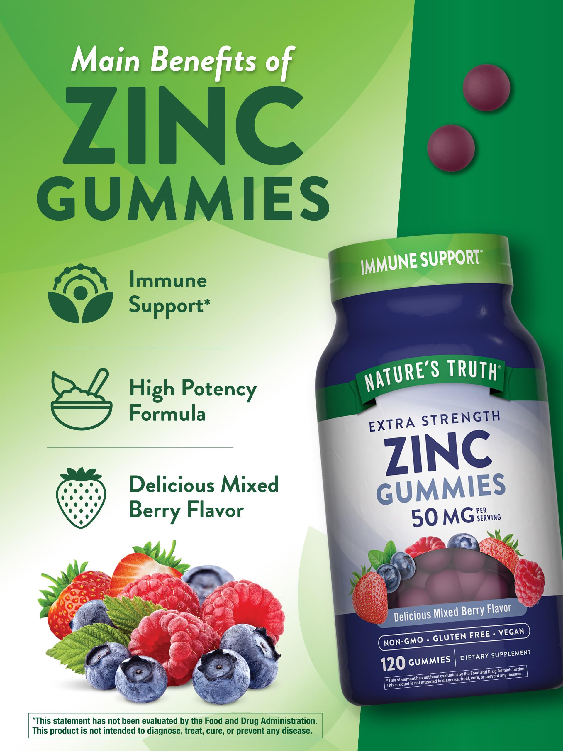 Nature's Truth Zinc Gummies veganos, opción sin productos de origen animal