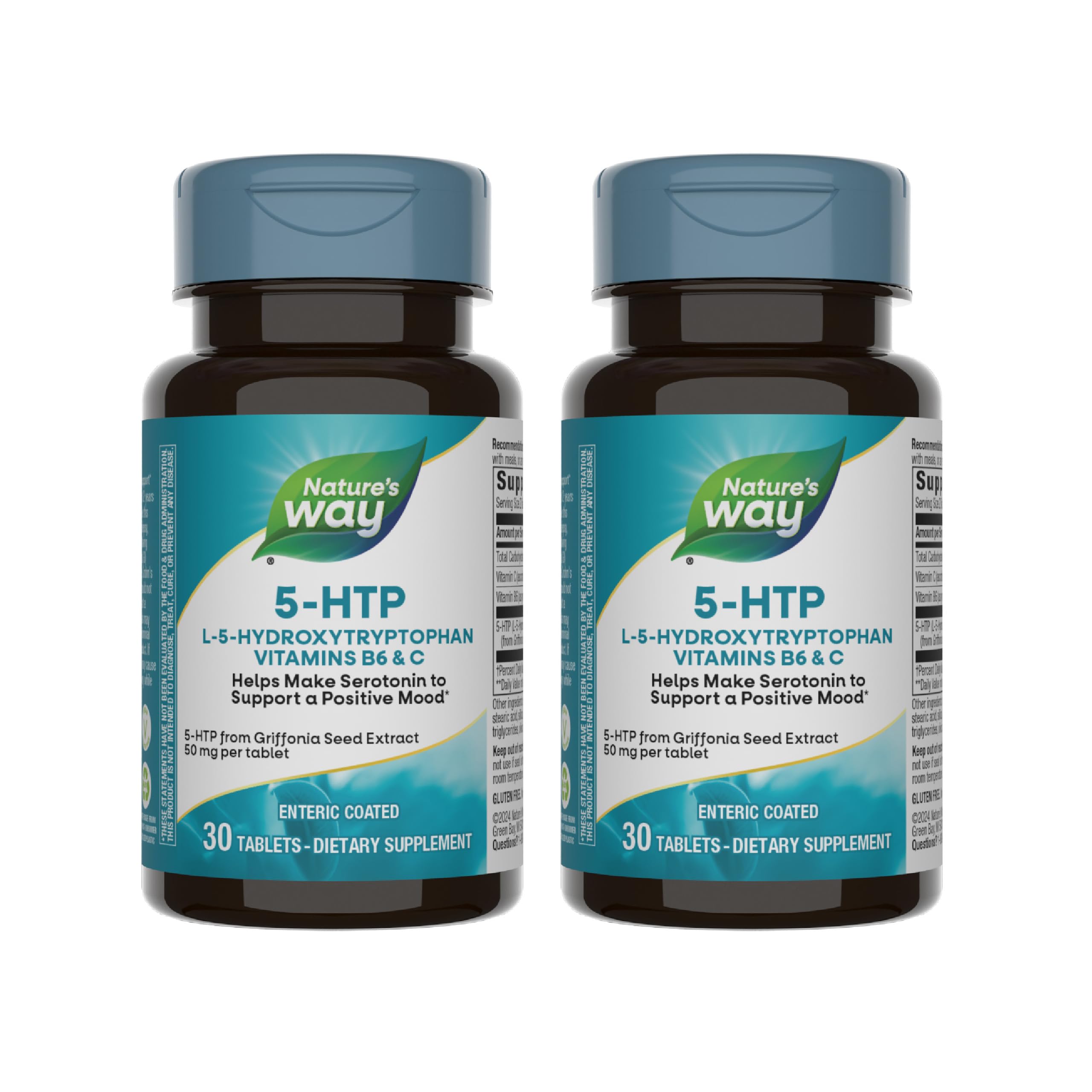 Nature's Way 5-HTP, frasco de tabletas con Griffonia para apoyar un ánimo equilibrado