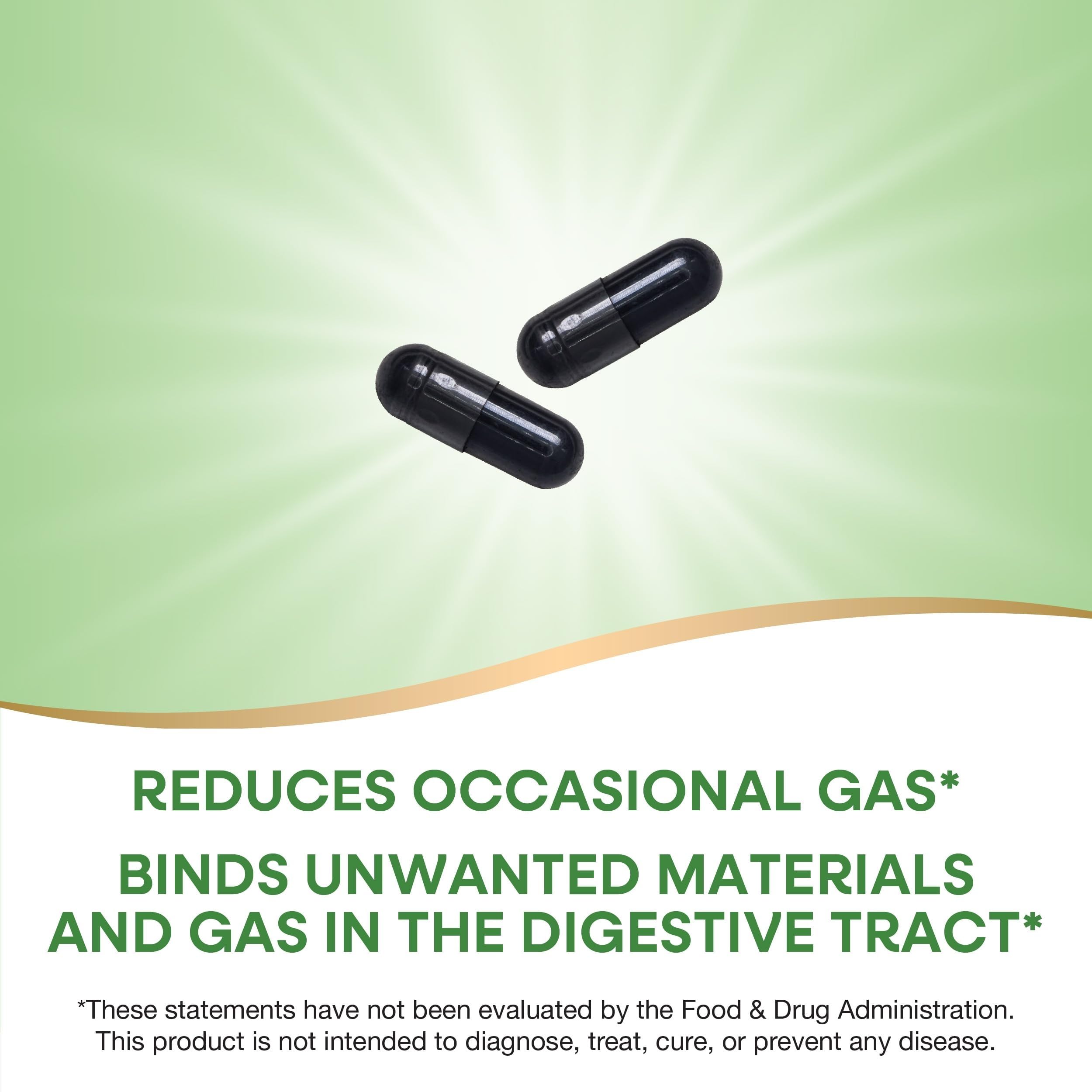 Nature's Way Activated Charcoal, cápsulas fáciles de tragar para uso diario.