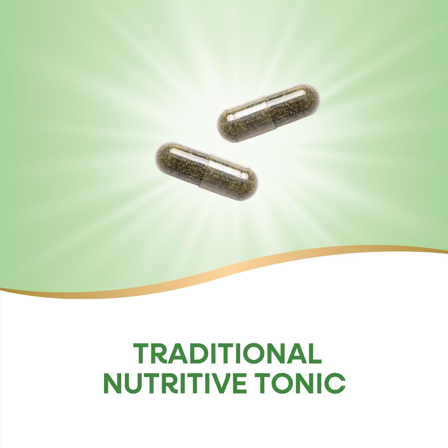 Hojas de alfalfa en Nature's Way Alfa-Max, fuente vegetal.