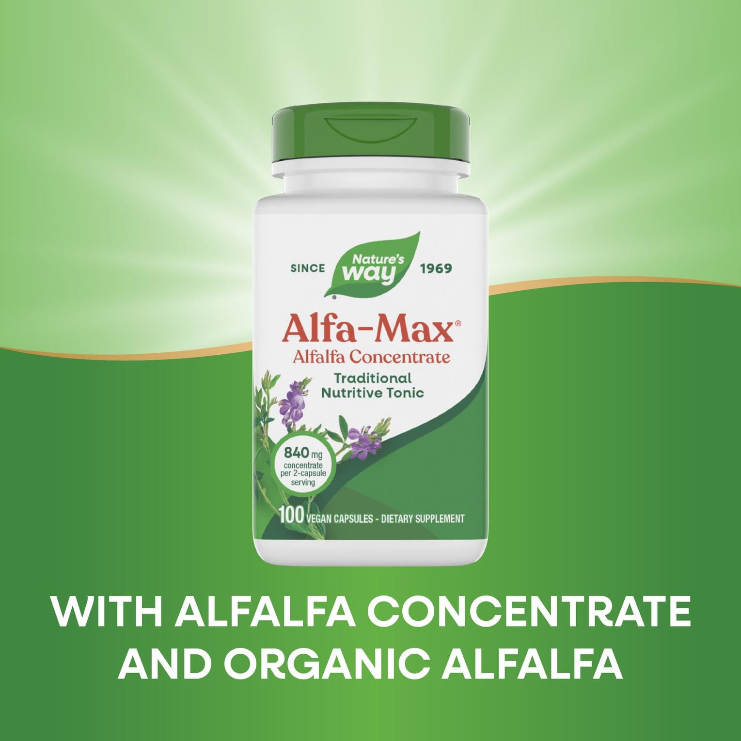 Tallos de alfalfa en Alfa-Max, componente principal y natural.