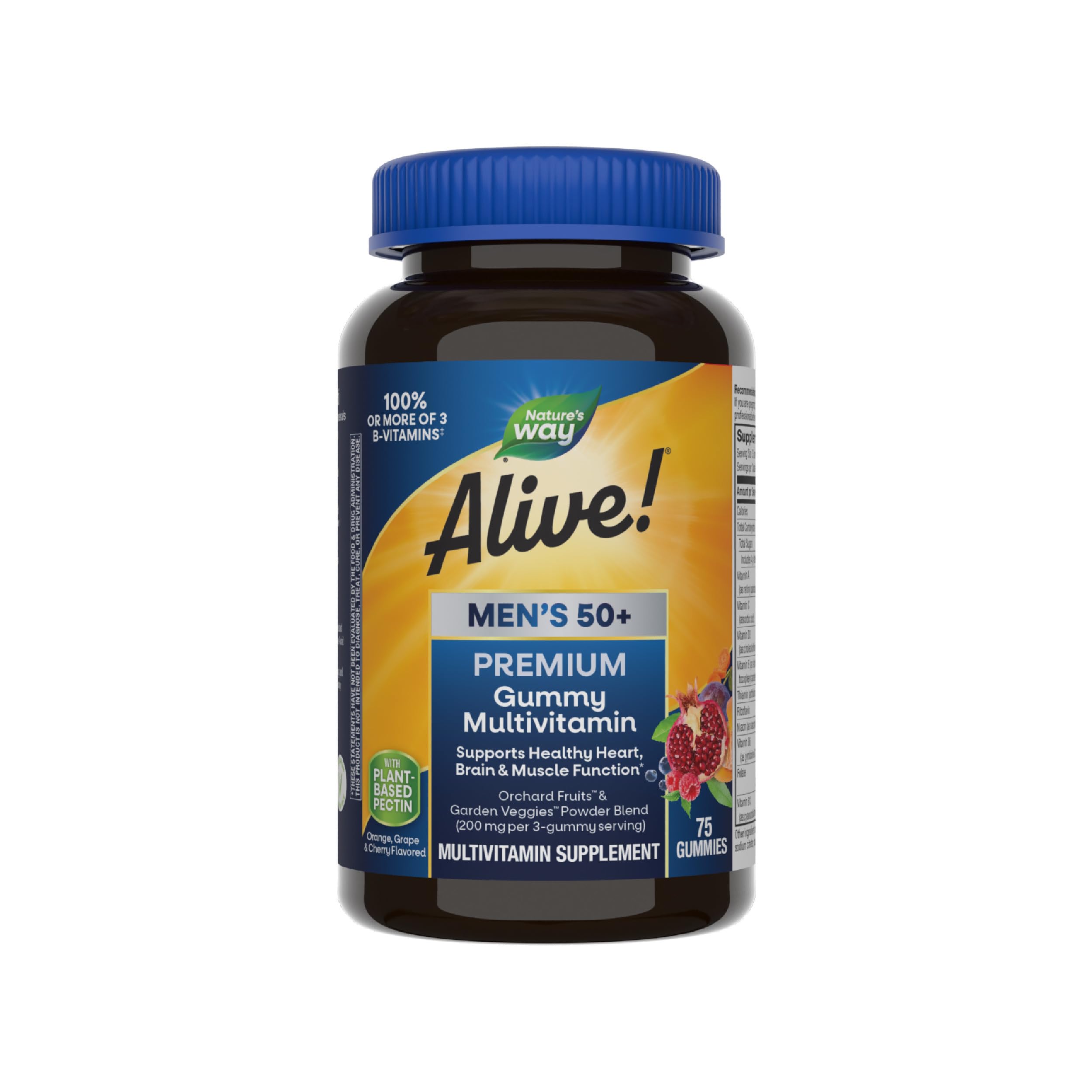 Nature's Way Alive! para hombres 50+ en empaque, gomitas fáciles de consumir.