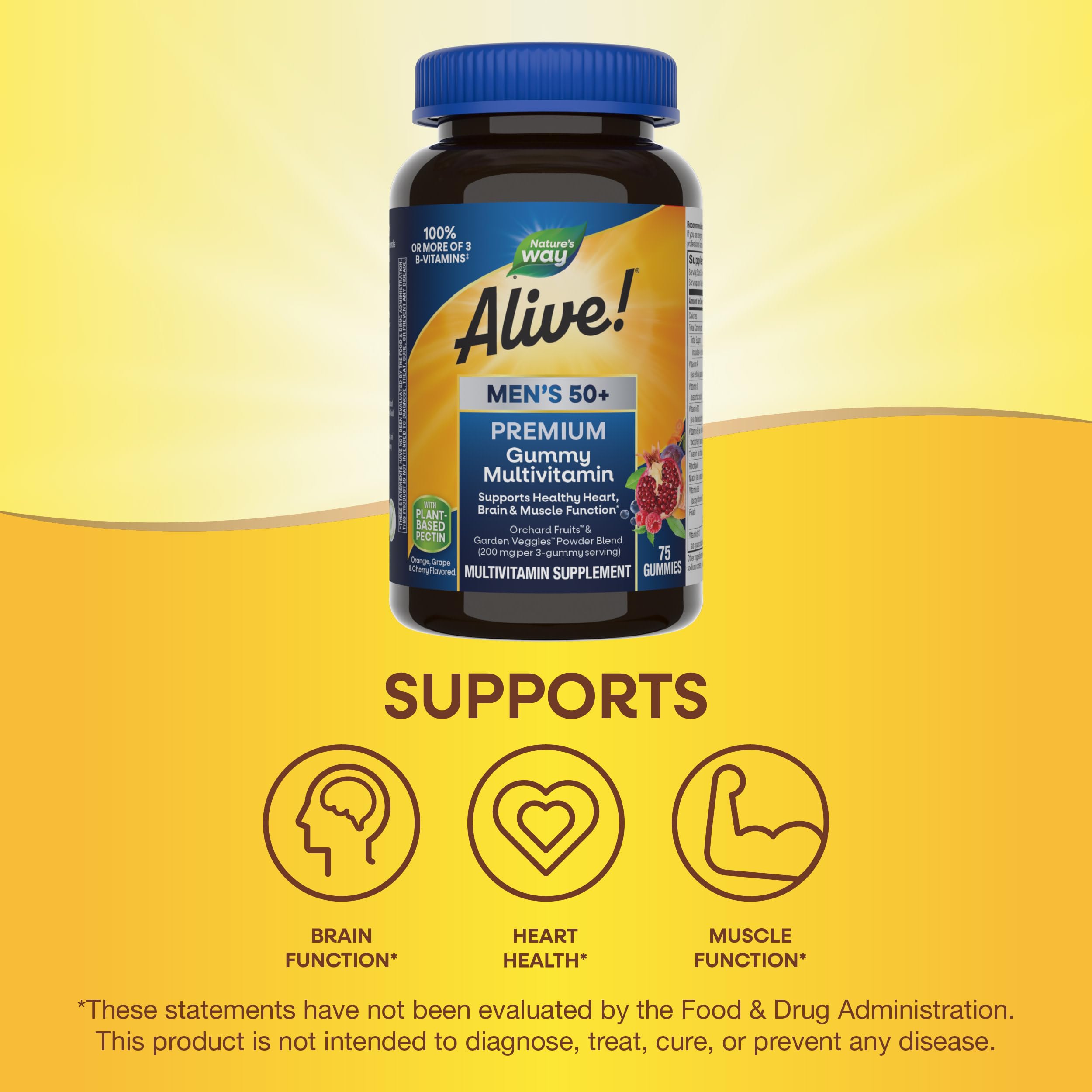 Etiqueta de ingredientes de Nature's Way Alive! Hombres 50+ con vitaminas clave.