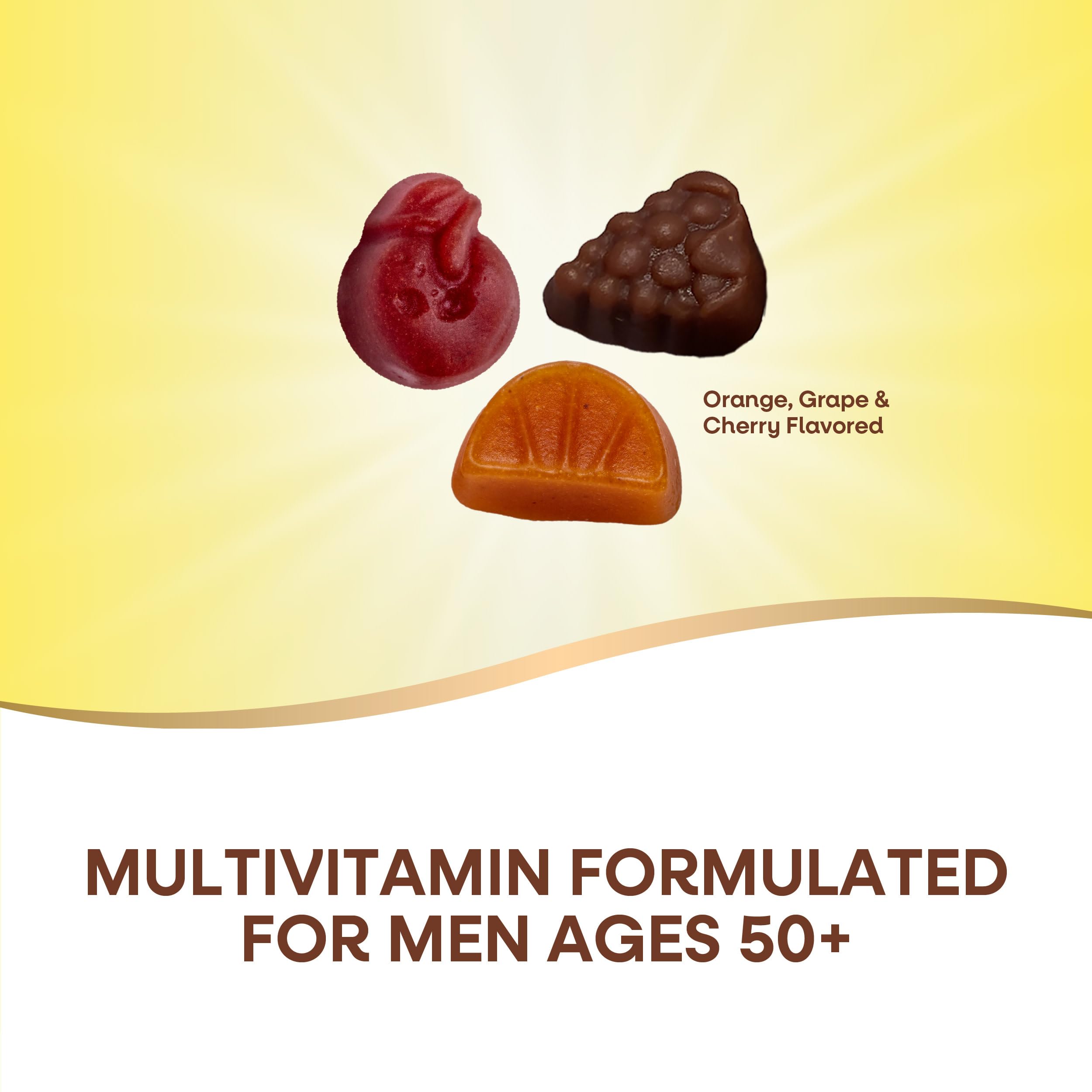 Textura suave de las gomitas Alive! Hombres 50+ para una toma agradable.