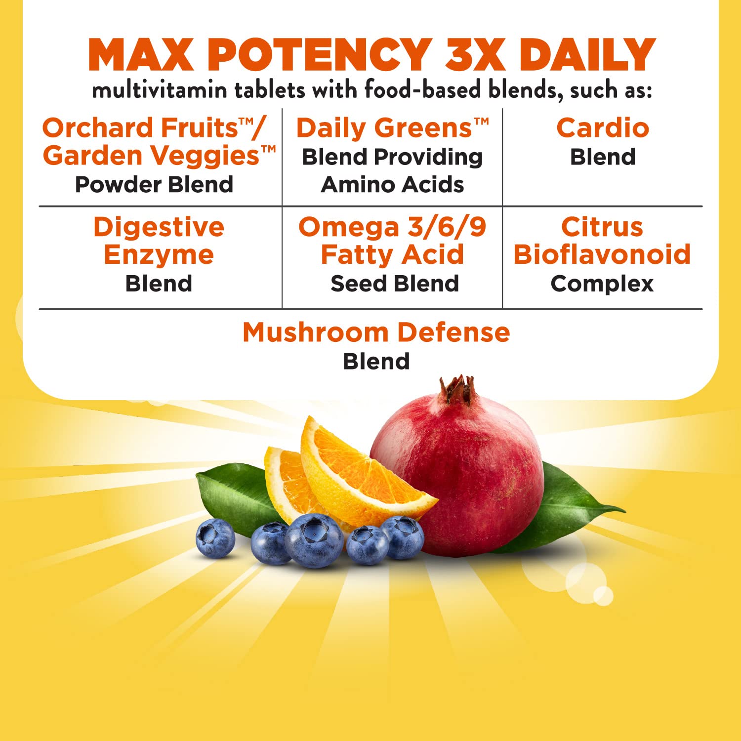 Nature's Way Alive! Max Potency, composición de ingredientes para un perfil nutricional diario.