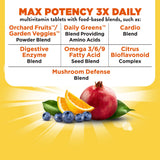 Nature's Way Alive! Max Potency, composición de ingredientes para un perfil nutricional diario.