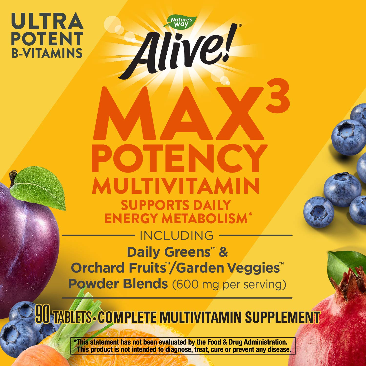 Nature's Way Alive! Max Potency, frasco visible para energizar tus mañanas.