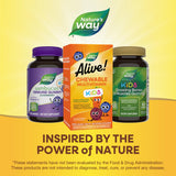 Nature's Way Alive! para niños, envase de 120 tabletas para almacenamiento cómodo.