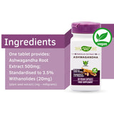 Nature's Way Ashwagandha 60vcaps: envase limpio que inspira confianza en el cuidado personal.