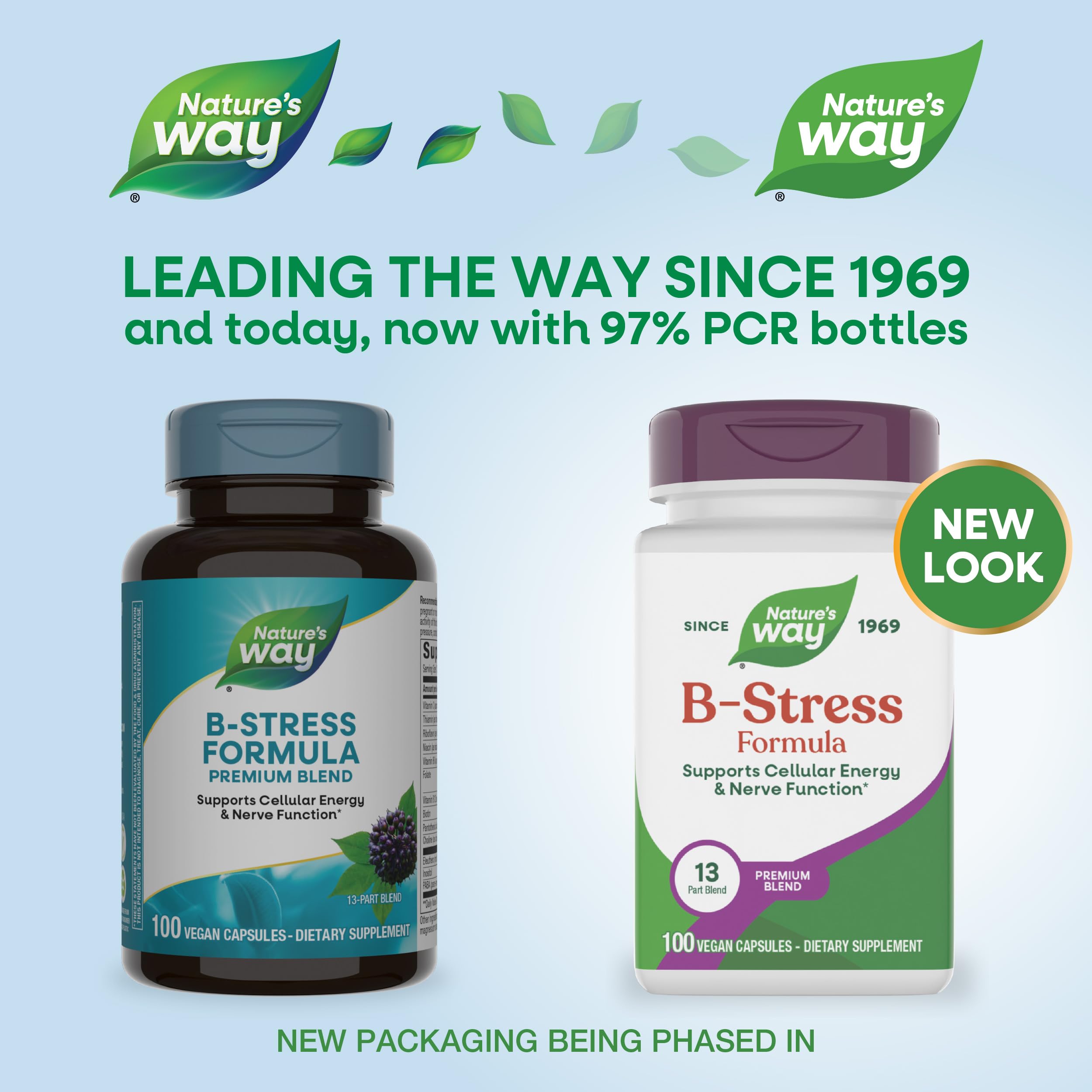 Nature's Way B-Stress Formula, cápsulas, apoyo nervioso diario sin gluten.