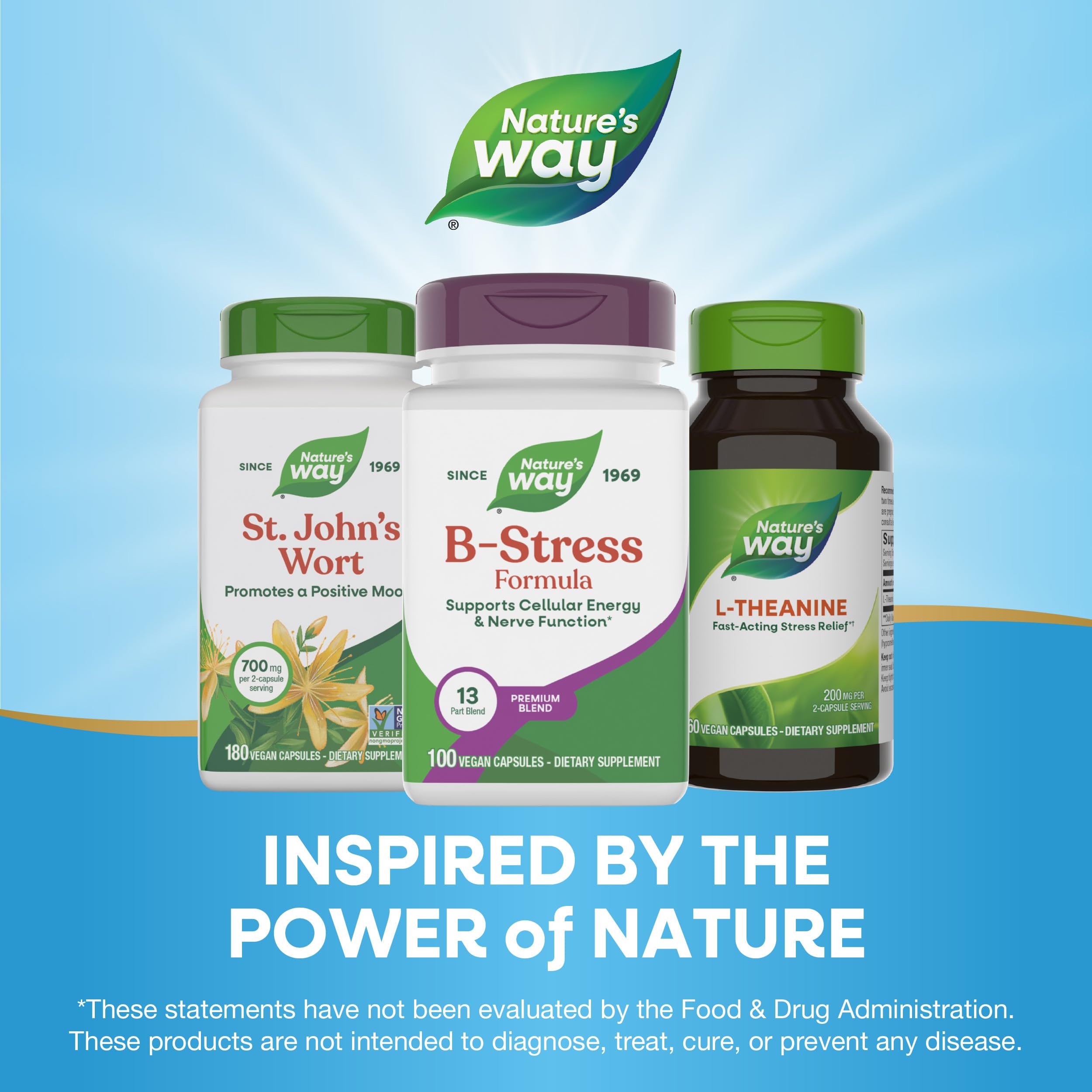 Nature's Way B-Stress Formula, sin gluten y vegano para estilos de vida variados.