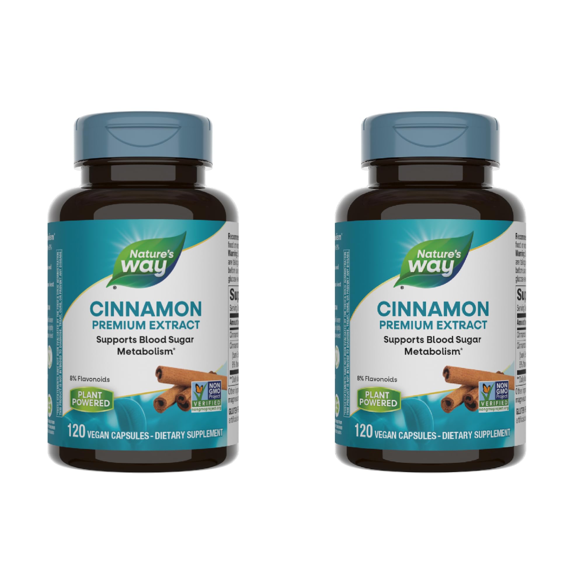 Nature's Way Cinnamon Premium Extract, botella visible para planificar la suplementación diaria.