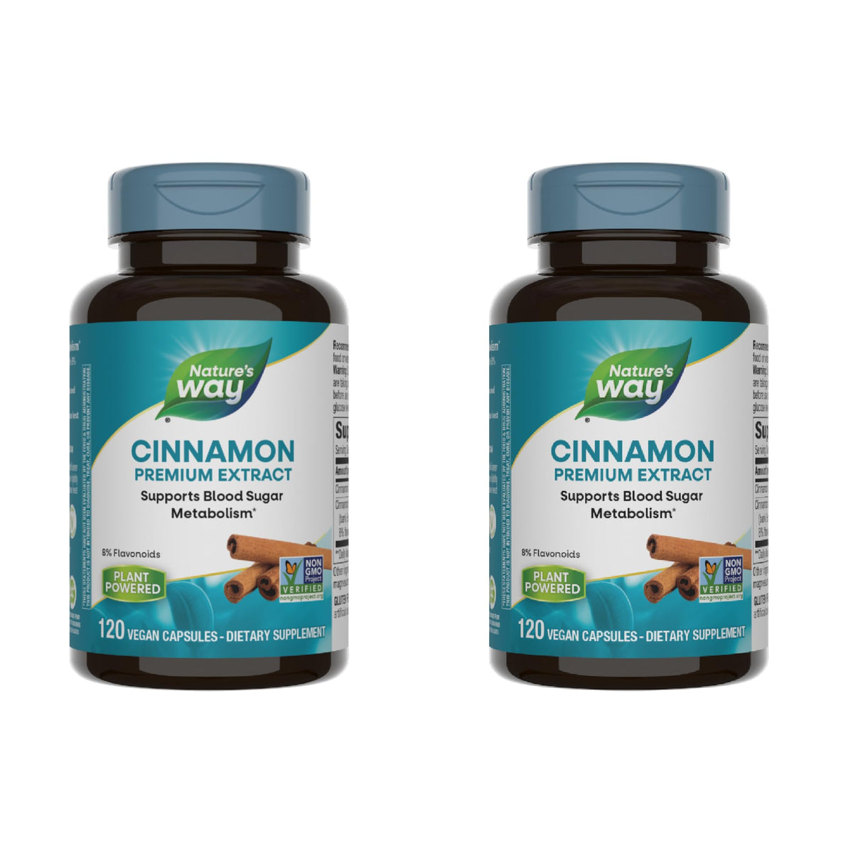 Nature's Way Cinnamon Premium Extract, botella visible para planificar la suplementación diaria.