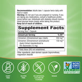 Nature's Way Cinnamon Premium Extract, cápsulas veganas para uso diario sin gluten.