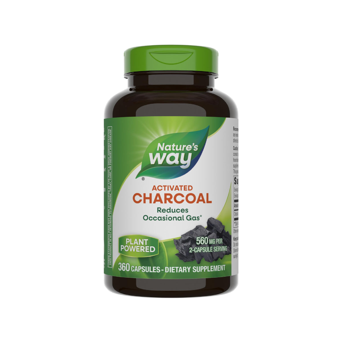 Nature's Way Carbón Activado: cápsulas en botella para manejo de gases ocasionales