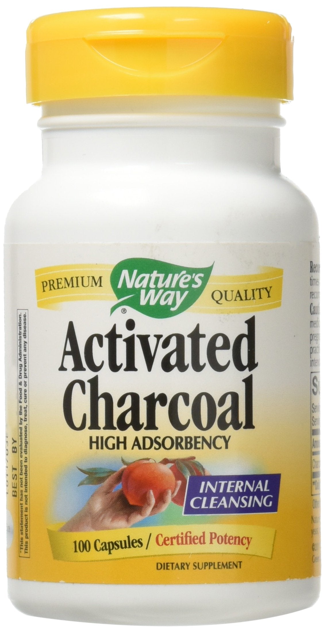 Nature's Way carbón activado, botella de cápsulas para uso diario.