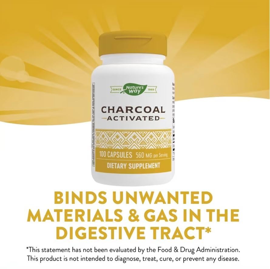 Nature's Way Carbón Activado cápsulas, uso diario recomendado con agua