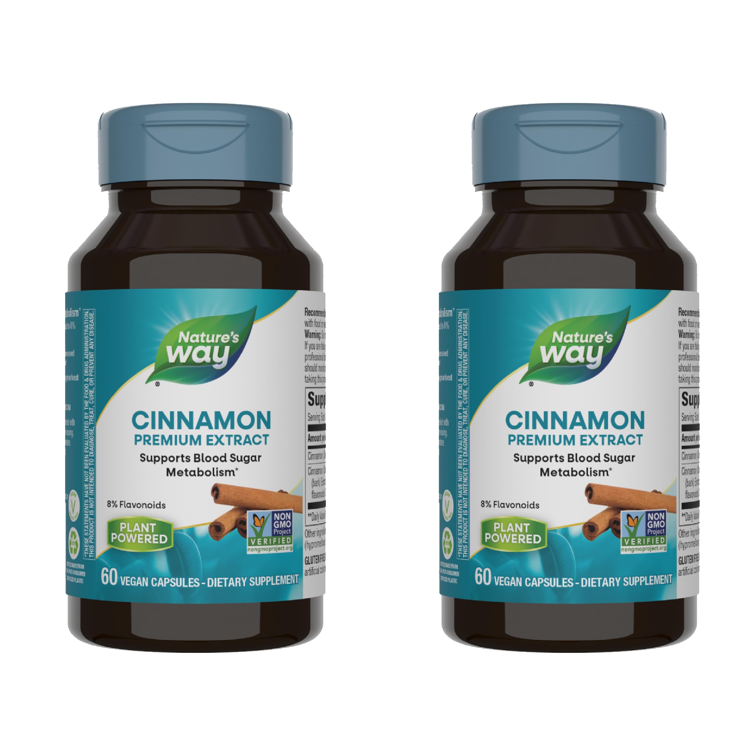 Nature's Way Cinnamon Premium Extract: botella de cápsulas, aroma cálido para cocina y bebidas.