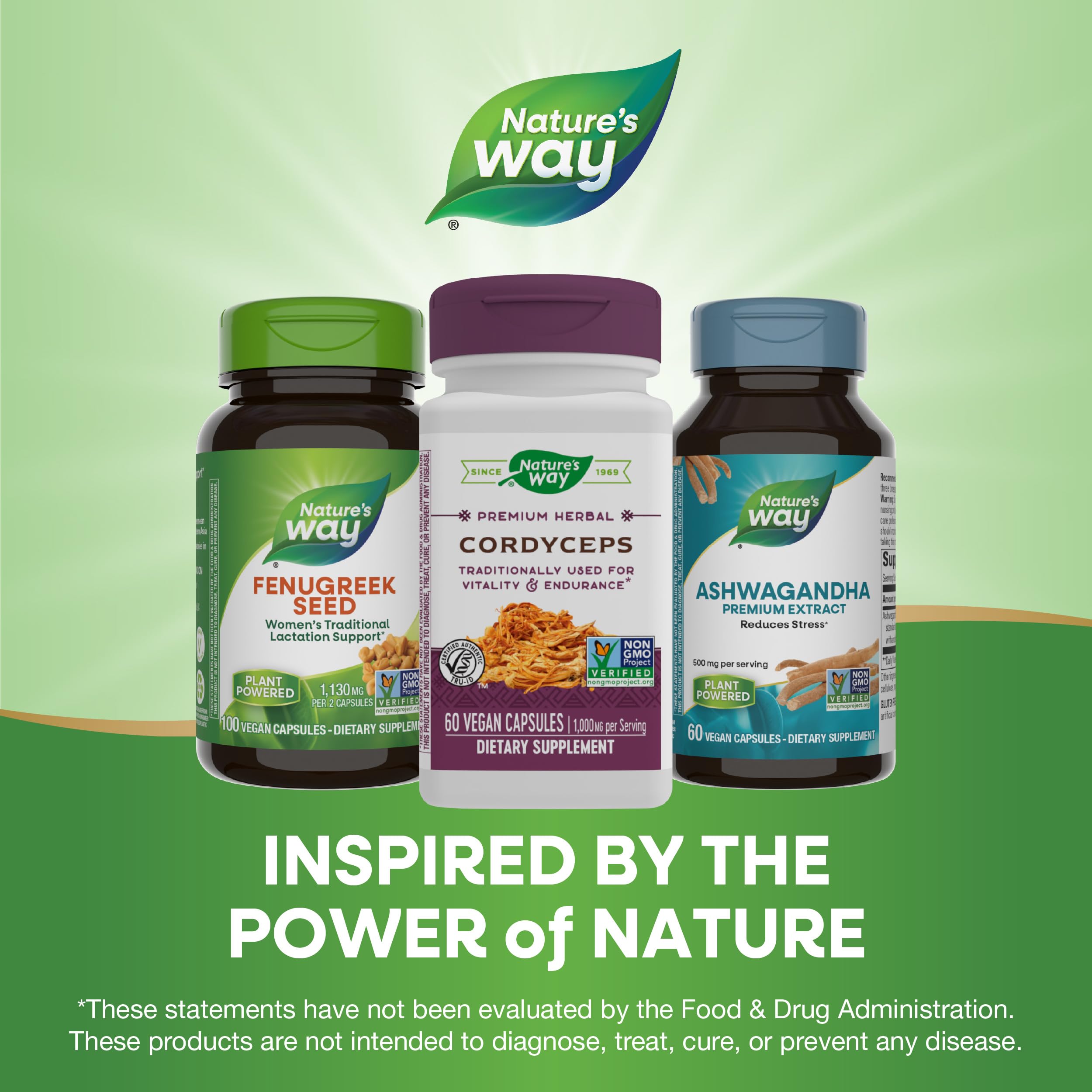 Nature's Way Cordyceps, embalaje reciclado, envase sostenible.