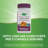 Nature's Way Cordyceps, etiqueta clara, garantía de calidad y origen estadounidense.