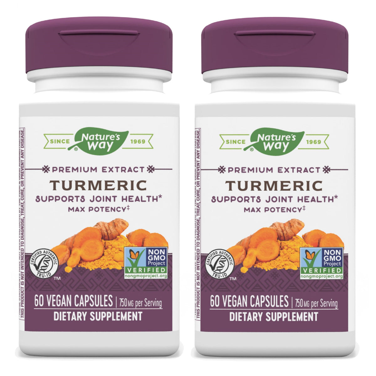 Nature's Way Curcuma Max Potency, botella de cápsulas para apoyo diario de articulaciones.