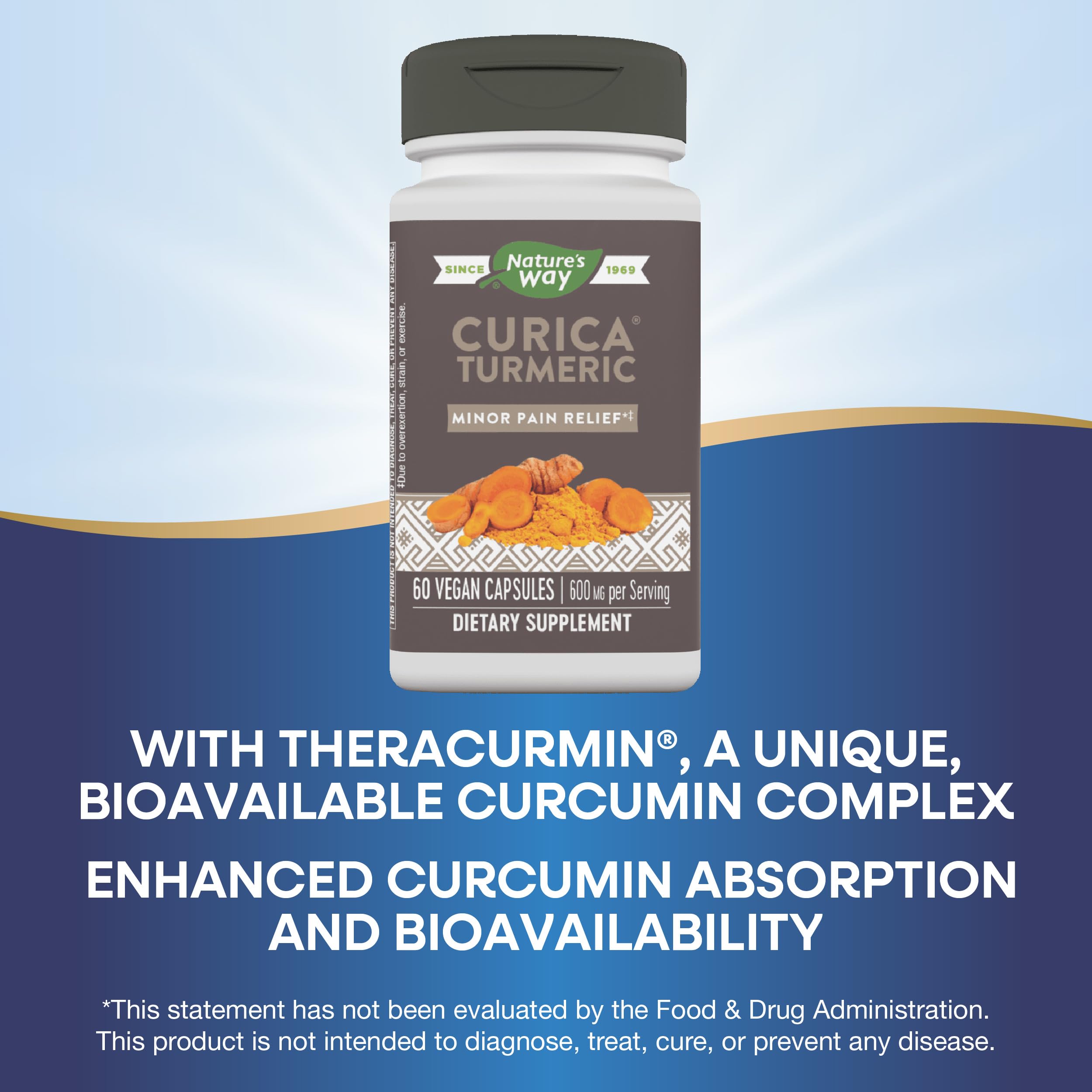 Nature's Way Curica Cúrcuma, alivio de molestias tras ejercicio con alta absorción.