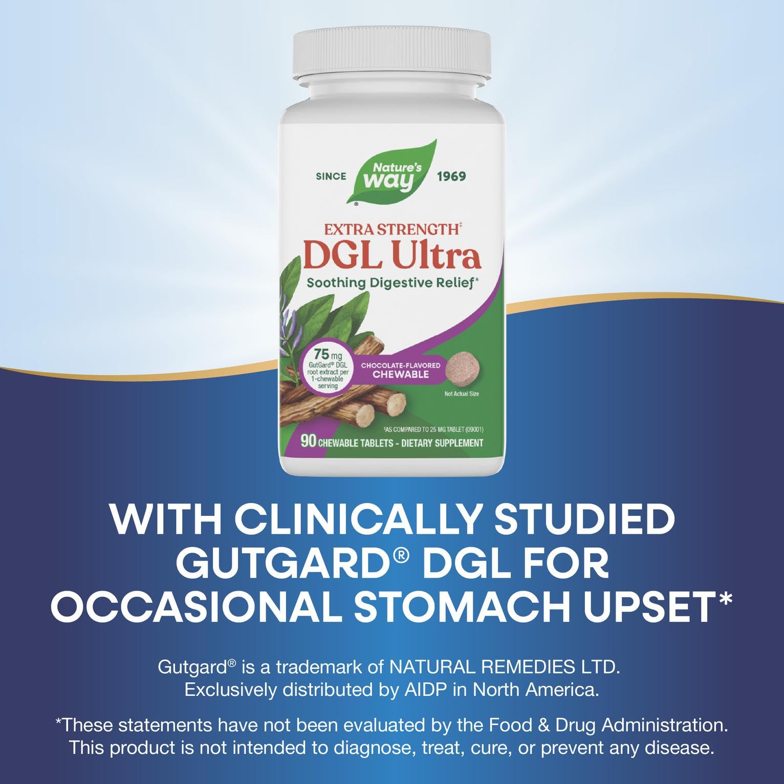 Nature's Way DGL Ultra, envase reciclado, opción sostenible para tu rutina.