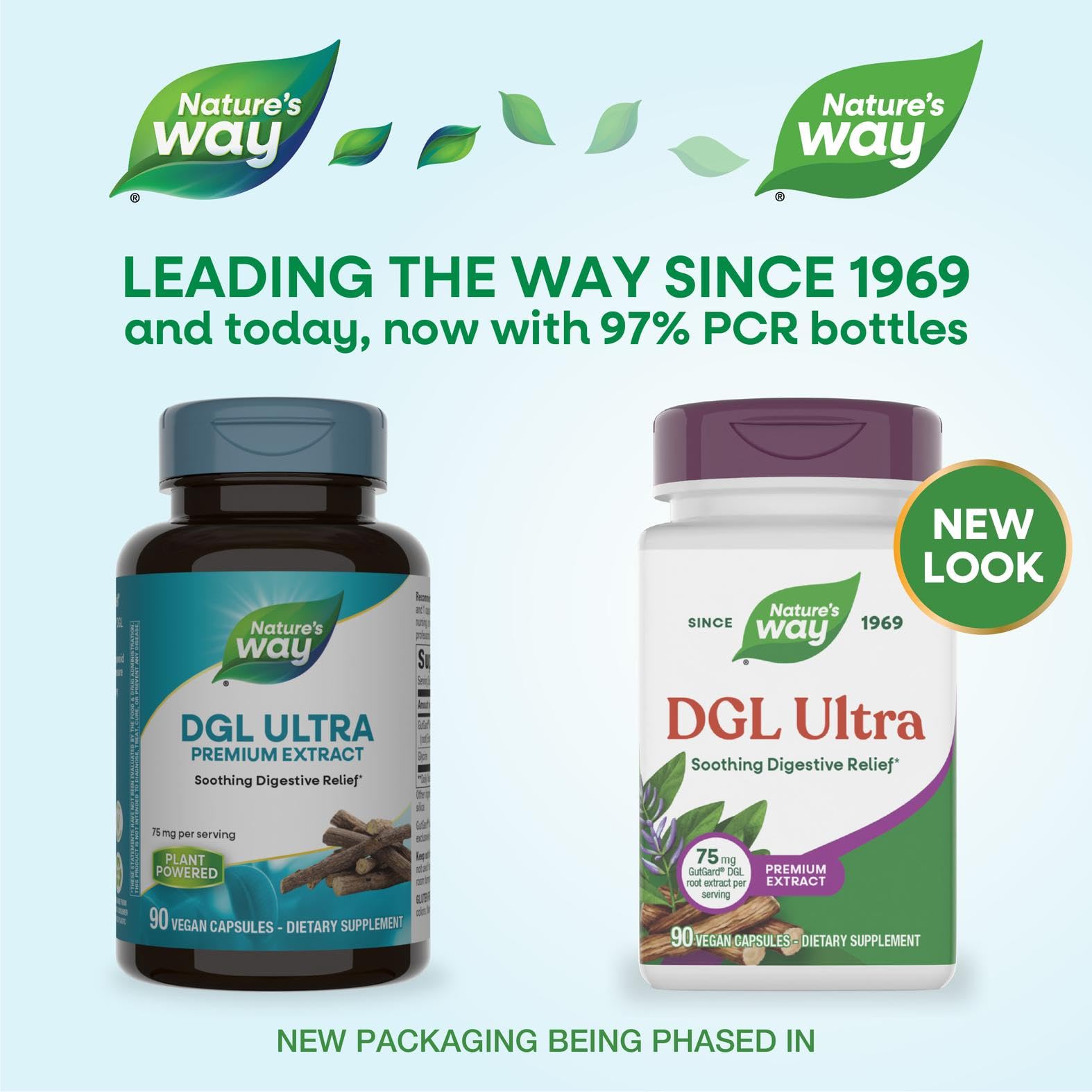 Nature's Way DGL Ultra: etiqueta frontal con información clara de uso.