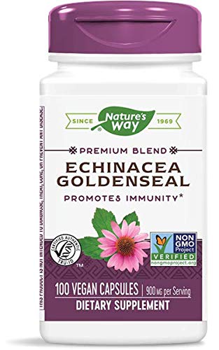 Frasco de Nature's Way Echinacea Goldenseal con cápsulas para apoyar el sistema inmune