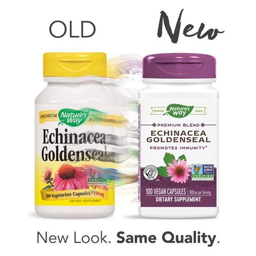 Frasco de Nature's Way Echinacea Goldenseal con etiqueta clara