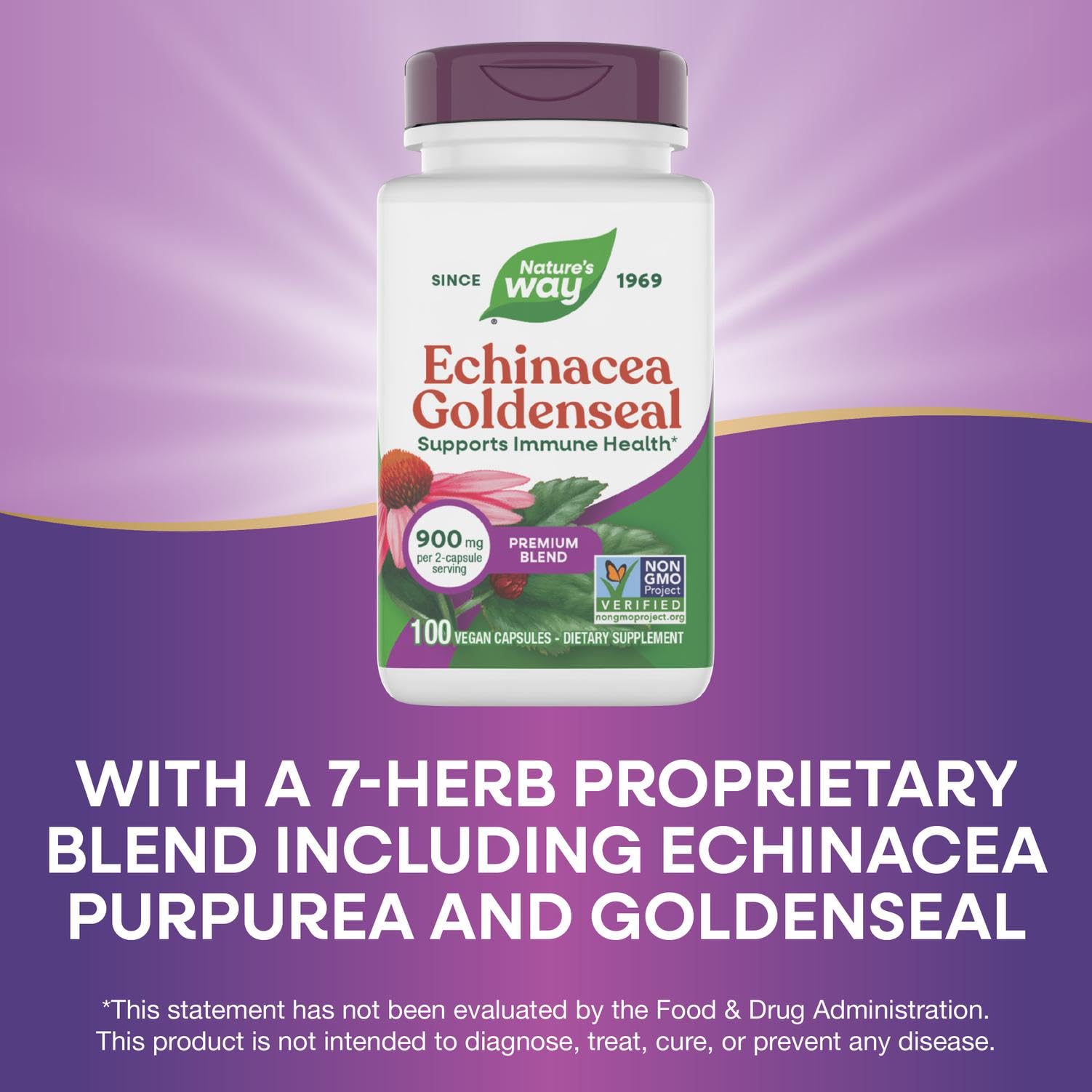Nature's Way Echinacea Goldenseal, libre de gluten y vegano certificado