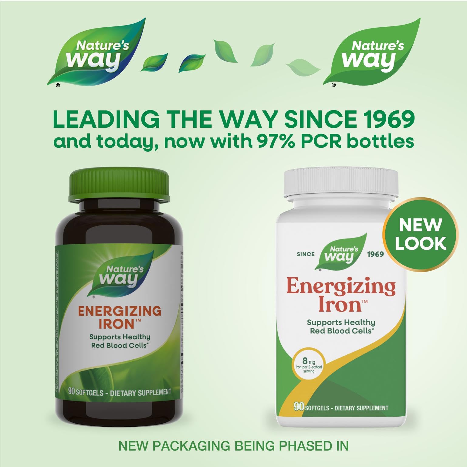 Nature's Way Energizing Iron: dos cápsulas suaves para la dosis diaria.