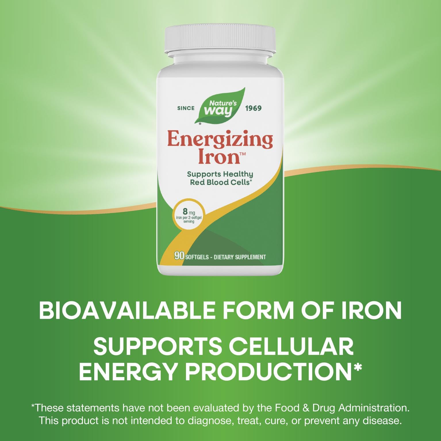 Fórmula sin gluten de Nature's Way Energizing Iron.