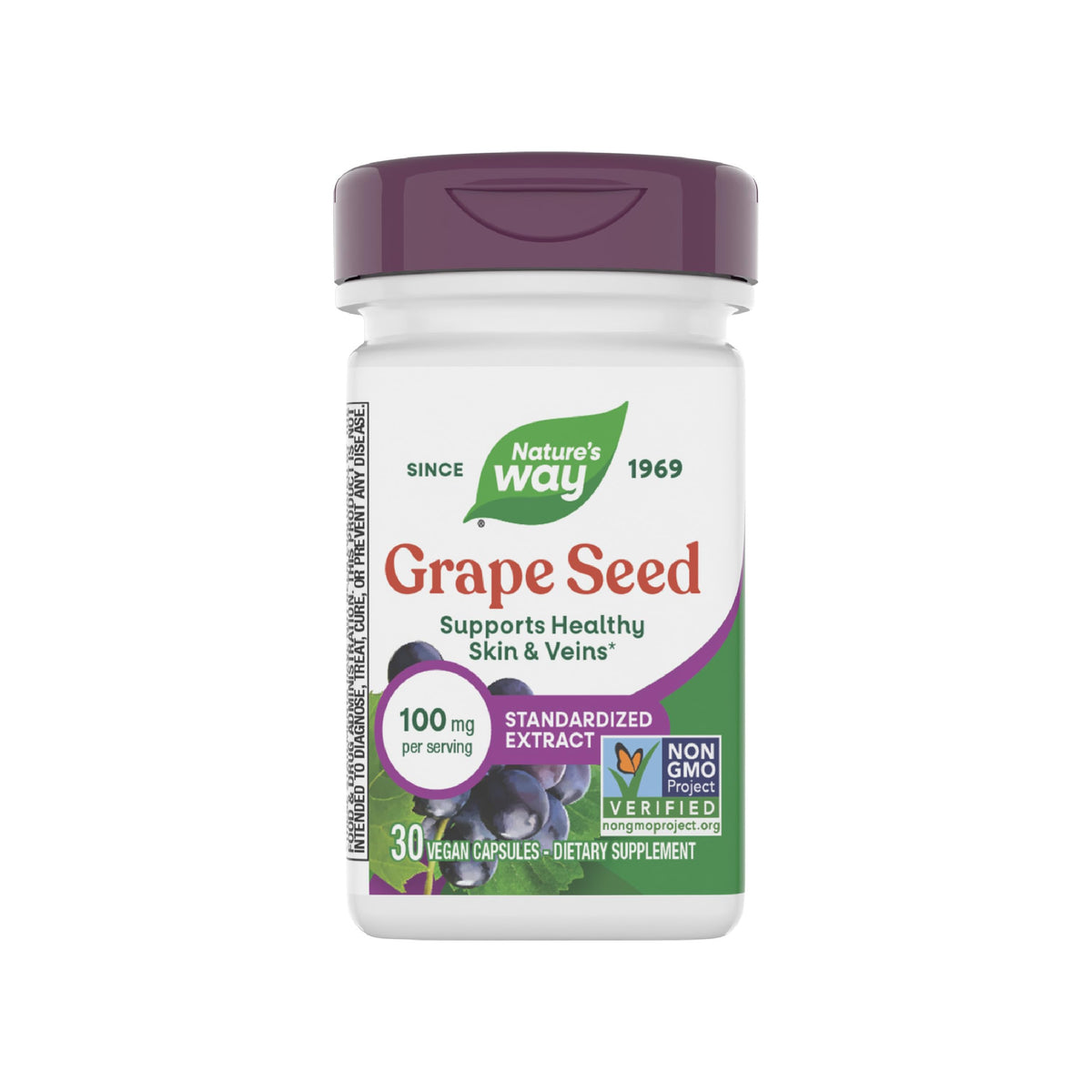 Nature's Way Extracto de Semilla de Uva, cápsulas veganas para apoyo antioxidante diario.