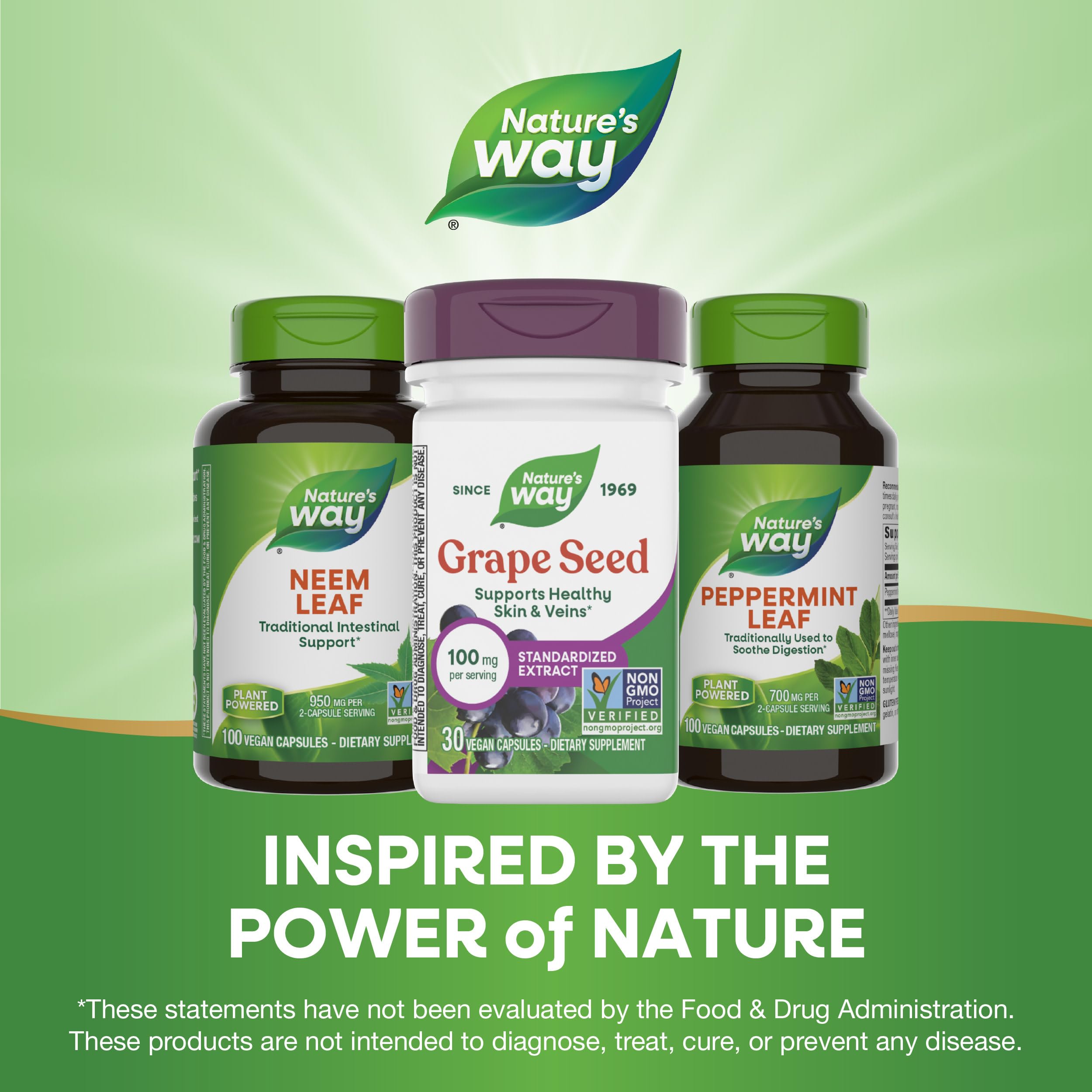 Tomar Nature's Way Extracto de Semilla de Uva diaria con comida.