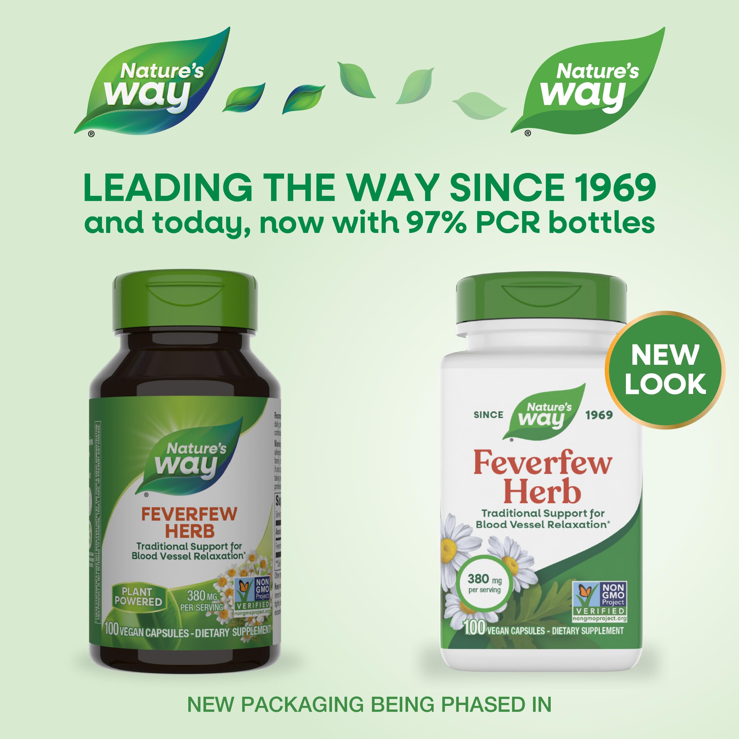 Frasco de Feverfew vegano Nature's Way para uso diario y estilo de vida activo